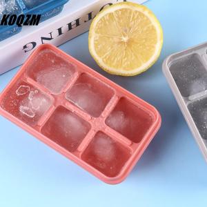 KOQZM Silicone Ice Cube Mould with DIY Lid 6 Grid Soft Bottom ce Cube Mold Square Fruit Ice Cube Maker Tray Kitchen Bar Tools Acces