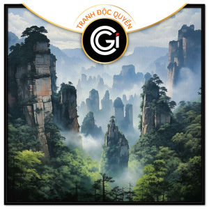 Tranh phong cảnh mây núi. Tranh treo tường dán tường Canvas. CGI-234