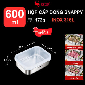 Hộp cấp đông Snappy inox 316L cao cấp SSGP Hộp inox đựng thực phẩm có nắp đậy hộp đựng thực phẩm kín hơi