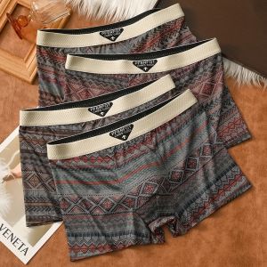 [Ready Stock] Retro Ethnic Pattern Boxer Briefs for Men Comfortable Cotton Underwear Panloob L-2XL