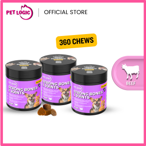Pet Logic Strong Bones & Joints Dog & Cat Treats Supplement Snack Bundle of 3 : Dog Probiotics Dog Multivitamins Dog Supplements Appetite Booster for Dogs Puppy Food Adult Dog Food for Jolly Joints Support
