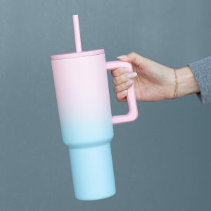 30oz Tumbler with Handle and Straw Lid Double Wall Vacuum Reusable Stainless Steel Insulated Water Bottle Travel Mug Cup Modern Insulated Tumblers Cupholder