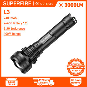 SUPERFIRE L3 super bright flashlight heavy duty japan rechargeable aluminium alloy waterproof large high power strong light long range multiple modes zoom led torch military outdoor camping hiking fishing household