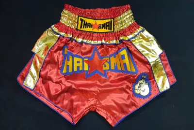 Thaismai Thai Boxing Shorts - Red Gold Fancy Style