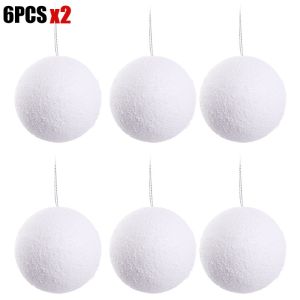 12/18pcs White Christmas Balls Decoration / Foam Christmas Balls Pendant Ornaments for Xmas Tree / DIY Snowball Wedding Navidad New Year Party Decor