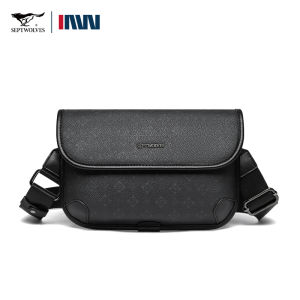 SEPTWOLVES Printed Leather Sling bag for men original 2025 waterproof Monogram Flip Cover Crossbody bag men Branded waist phone bag ipad For Outdoor casual Work Office