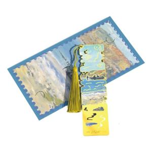 Oil Painting Metal Bookmarks with Tassels Hollow Flower Engraved Bookmarks Reading Aid for Book Lover Birthday Christmas