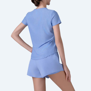 T080 Professional Morning Run Quick-Dry Sports Fitness Set For Women Spring Summer Breathable Thin Loose Running Yoga Outfit