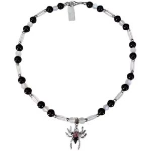 1PC Spider Pendant Round Bead Necklace Diablo High Street Diamond Black Bead Mosaic Clavicle Chain