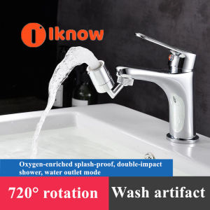 Basin Bathroom Splash Filter Faucet - 720° Rotating Sink Faucet Attachment - 2 Spray Modes Faucet Extender - Leak Proof 24mm/22mm Female Thread Faucet Aerator