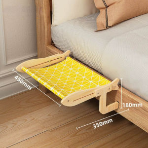 Lovinland Cat Bed Window Perch Sturdy Hammock Window Seat Wood & Metal Frame for Large Cats Easy to Adjust Cat Bed for Windowsill Bedside Drawer and Cabinet