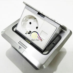 Stop Kontak Lantai Arde Outlet Data CAT5E Flip Floor Socket Stopkontak Universal