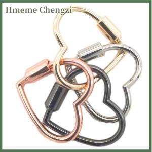 Hmeme 2PCS Simple Metal Heart Shaped Opening Keychain Handbag Strap Dog Chain Buckle Bag Lanyards Clip Hook DIY Accessories