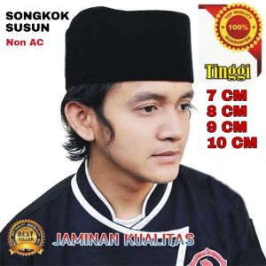Peci susun hitam Songkok Susun Hitam Kopyah Hitam kopiah susun Tinggi 7 cm 8 cm 9 cm 10 cm
