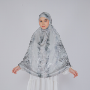 IMASA - Bergo Hijab ARMANI MOTIF LASERCUT (TANPA BAWAHAN) Kerudung Instan Umroh Dan Haji Saku Resleting
