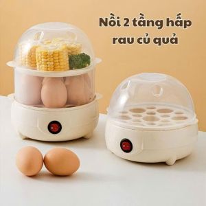 Máy Hấp Luộc Trứng 2 Tầng Đa Năng 350W – Tự Ngắt An Toàn Hấp Khoai Ngô Bánh Bao Tiện Lợi