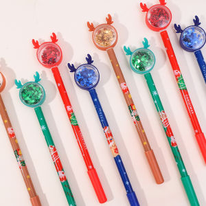 5ชิ้นปากกาหมึกเจลคริสต์มาสน่ารักกวางเรนเดียร์ซานตา0.5มม. สีดำปากกาเป็นกลางโรงเรียนสำนักงานเครื่องเขียนของขวัญคริสต์มาส