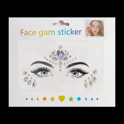New Set Stiker Berlian Stiker Wajah Makeup 5D Face Kristal Festival Musik Konser Topeng Mata Dan Wajah