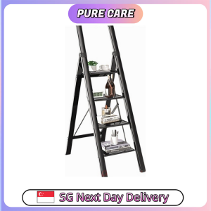 【Pure Care】 Aviation Step Ladder - 3/4/5 Steps / Slim Aluminium Ladder / Foldable / Space Savings / Large Board Ladder