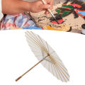 [Wondering] Kids Paper Parasol Bamboo And Paper Umbrella Chinese Style Elegant White DIY Paper Umbrellas For Decoration. 