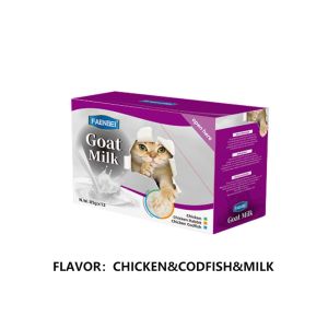 LDECO [12Pack]  Goat Milk Cat Wet Food Pouch 85g | Pet Wet Food | Chicken & Codfish & Milk | Cat Treat For Cats Pet
