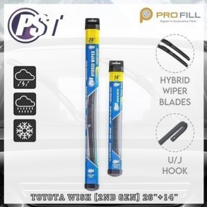 PST Hybrid Wiper Blade Set [Rubber Type] - Toyota Wish (2nd Gen) 2010-18 26"+14"