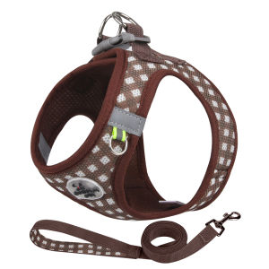 Xuderong Pet Vest Harness Leash Adjustable Vest Dog Harness Collar Reflective Chest Strap Leash Harnesses With Traction Rope XS/S/M/L