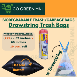 Biodegradable PERFECT Drawstring TRASH BAG / Garbage Bag Small to 2XL - 10pcs/roll