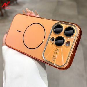 Luxury Laser Camera for Magsafe Cover for iPhone 17 16 15 14 13 12 Pro Max 17 ProMax Large Window Matte Magnetic Phone Cover