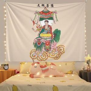Tapestry Thangka Buddha Gate Believers Hand Painting Talisman Wall Hanging Cloth Home Dormitory Bedroom Decorative Background Cloth