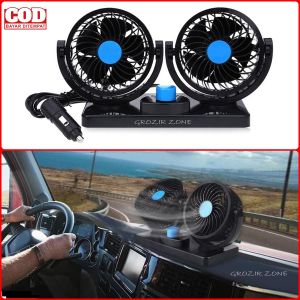 Kipas Angin Mobil 12V Double Fan Blower Putar 360 Derajat Colok Ke Lubang Lighter Universal GZ