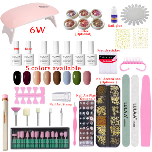 6W 5 Colors Full Set Nail Polish Includes Nail Polisher Nail Set Full Set Color Can Be Selected Lampu Kuku Pengilat Kuku Gel Berkilauan