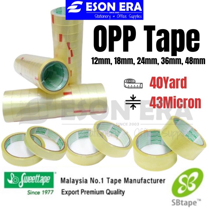 Sweettape Pioneer OPP Tape 40yard 43micron 12mm/18mm/24mm/36mm/48mm ...