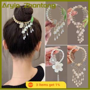 Aryio Elegant Hair Claw Head Ponytail Buckle Ponytail Buckle Rhinestone Tassel Shark Clip Hairband Hair Clip Headdress