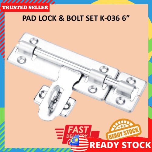[LAZCHOICE] [LOCAL READY STOCKS] Pad Lock and Bolt Set 6 Inch Door ...