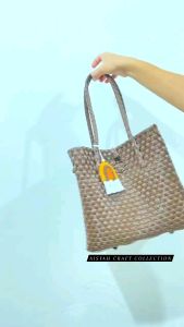 READY - Tas Jali Anyaman Premium Uk M - Free Rainbow/Syal - Motif Polos