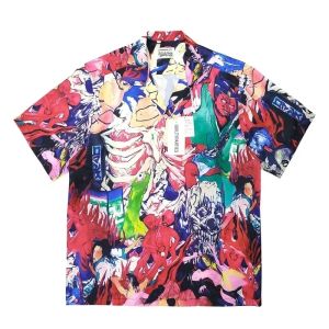Classics 26ssWACKO MARIA Shirt Print Tiger Lapel Vacation Hawaii Casual WACKO MARIA Short-Sleeved Shirt For Men And Women
