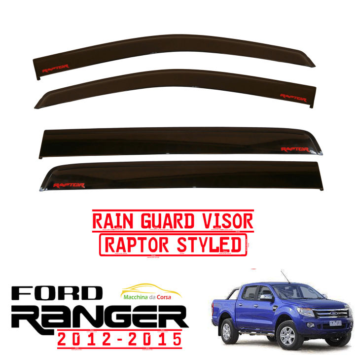 Ford Ranger 2012-2015 OEM Black Rain Guard Window Visor (Red Raptor ...