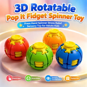 3D Rotatable Pop It Fidget Spinner Toy Press Hand Spinner Stress Relief Sensory Toy for Adults Kids
