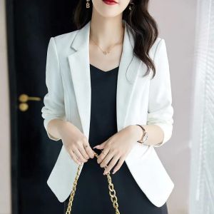 Small Suit Jacket Plus Size S-4XL Womens 2022 Spring And Autumn New Korean Style Fashion Short Temperament Casual Thin Suit Top Ladies Elegant Office Work Clothes㏇X0411