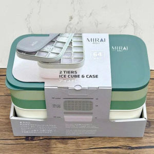 Hộp 2 khay đá silicon có nắp đậy và khay trữ đá 64 viên Mirai Nhật Bản