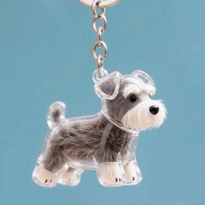 CUTE ELVES Transparent Dog Hair Storage Box Dog Shape Hair Grooming Puppy Pendants Cartoon Acrylic Pet Hair Keychain Backpack