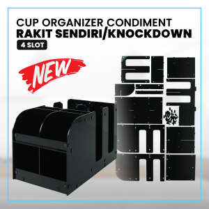 Rak Cup Holder & Condiment Akrilik Multifungsi Komplit 4 Slot