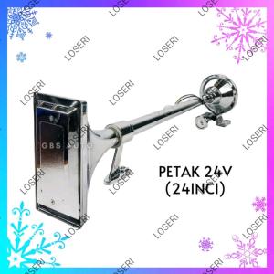 LOSERI PREMIUM Truck Lori Air Horn Angin 24V Satu Trumpet 24 inch Super Loud Bunyi Kuat Horn Truck Lori Lorry Trailer Aksesori Lori