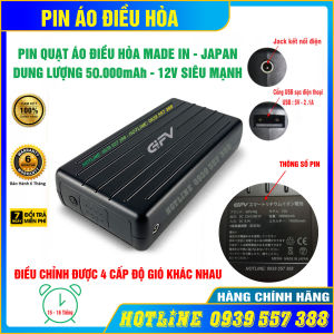 bộ phụ kiện áo điều hòa đầy đủ- pin 50.000mAh quạt 12V siêu mạnh không chổi than