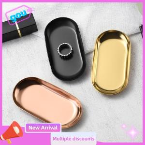 gou Stainless Steel Manicure Jewelry Storage Tray Metal Cosmetic Storage Oval Cake Fruit Dessert Tray Snack Plate Kitchen Organizer