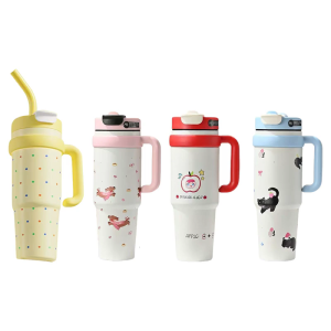 12Hrs Thermal Retention Nonrust Steel Tumblers With Large Straw Leak Proof Lid Ergonomic Handle For Outdoors Office Use