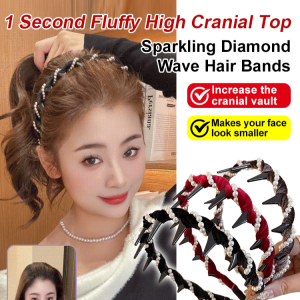 Elegant Wave Water Diamond Hairband 2025 New Womens Fluffy High Hairline Anti-slip Hair Clip Fashionable Versatile Model Hair Accessories