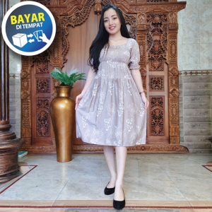 Midi Dress Kerut Dada Sabrina Daster Wanita Midi Kekinian Dress Santai Baju Tidur Bali Baju Tidur Bali Piyama Rayon Daster Wanita Pendek Terbaru Viral Dress Wanita Medium Murah by Morossa