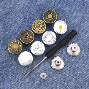 Jeans Buttons Replacement Instant No Sew Buttons for Pants with Tool